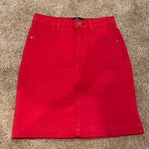 WORN ONCE red jean skirt
